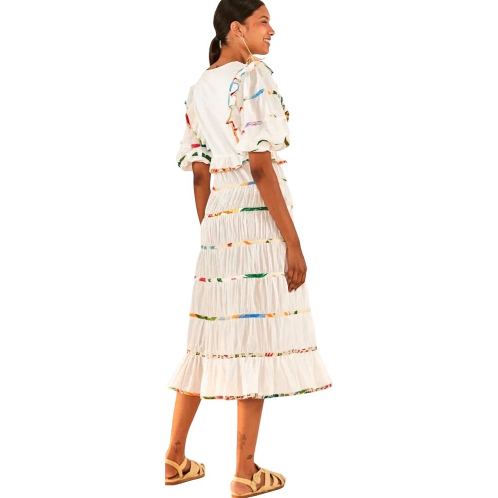 Farm Rio Mixed Off White Print Midi Dress Size Large Brand New With Tags - Picture 5 of 12